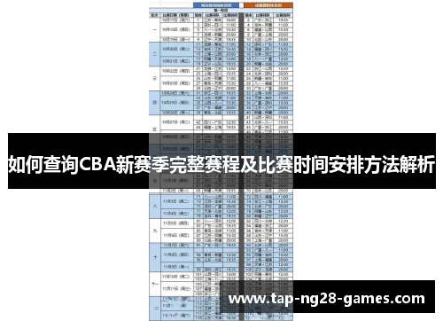 如何查询CBA新赛季完整赛程及比赛时间安排方法解析