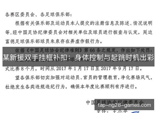 某新援双手挂框补扣：身体控制与起跳时机出彩